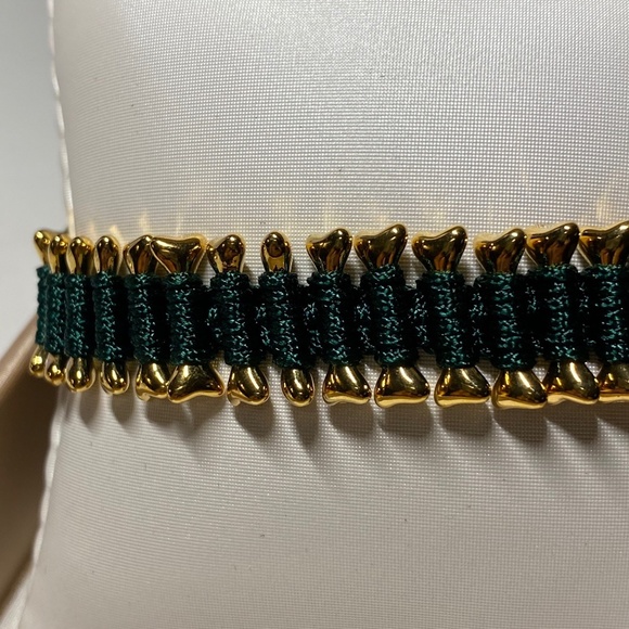 Heart U Back Gold Plated Green Bone Bracelet - Picture 2 of 5